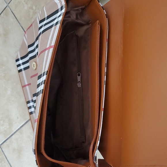 Limited Ed. Loulu Pink Beige Black White Plaid Backpack Bag - Picture 7 of 13